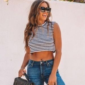 Vici Juxtapose Striped Cotton Tank